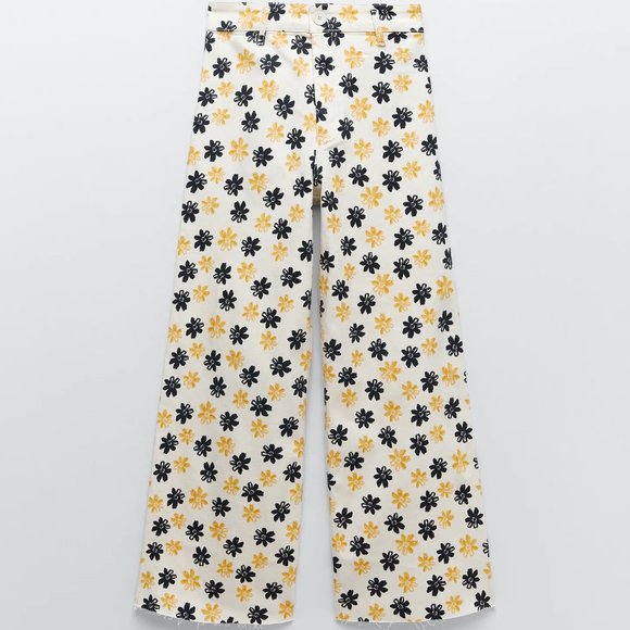 ZW RETRO FLORAL MARINE PATCH POCKET STRAIGHT JEANS - Picture 15 of 15